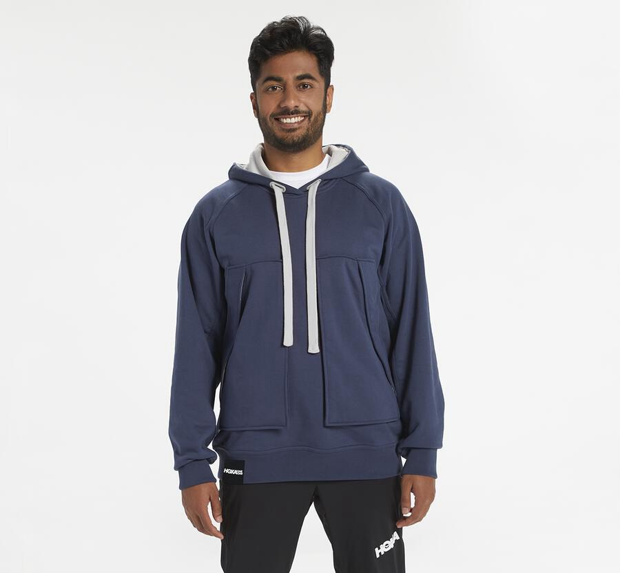 Hoka One One Kapşonlu Sweatshirt Erkek Lacivert - Bondi - RF3426851